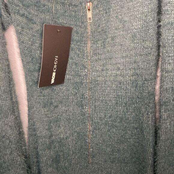 NWT New Fashion Nova Fuzzy Feels Green One Shoulder Dress Size XS - Picture 9 of 11